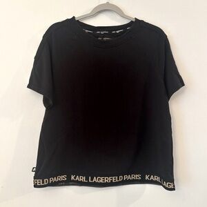Karl Lagerfeld Black Tee Gold Detail